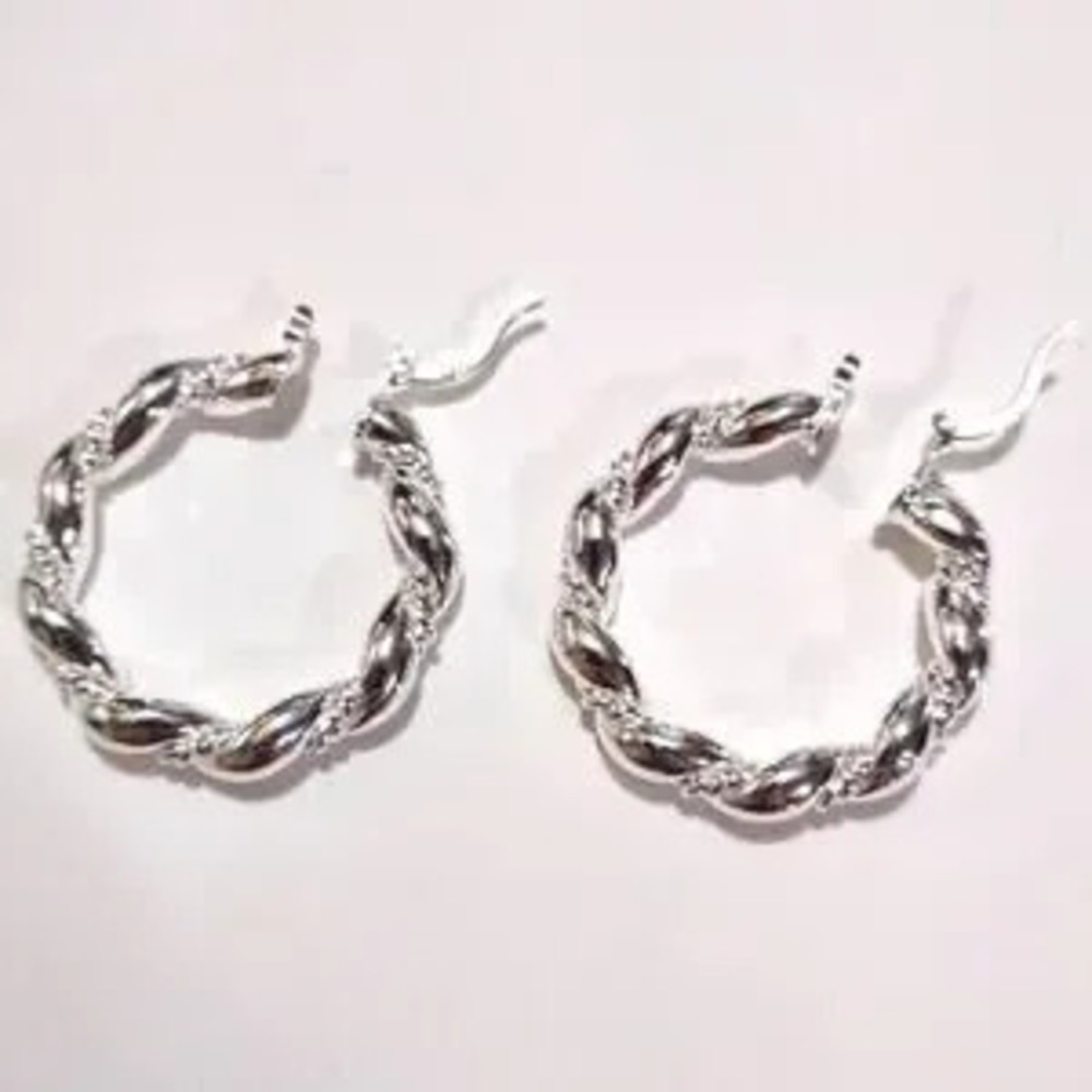 Gift Wrap Wreath Earrings Hoop S925 Sterling Silver Christmas Birthday Present - Picture 5 of 5